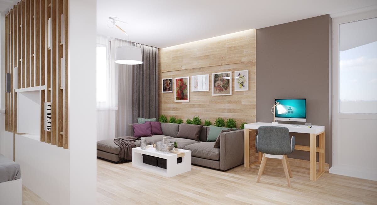 интерьер дизайн проект однокомнатная квартира для семейной пары 